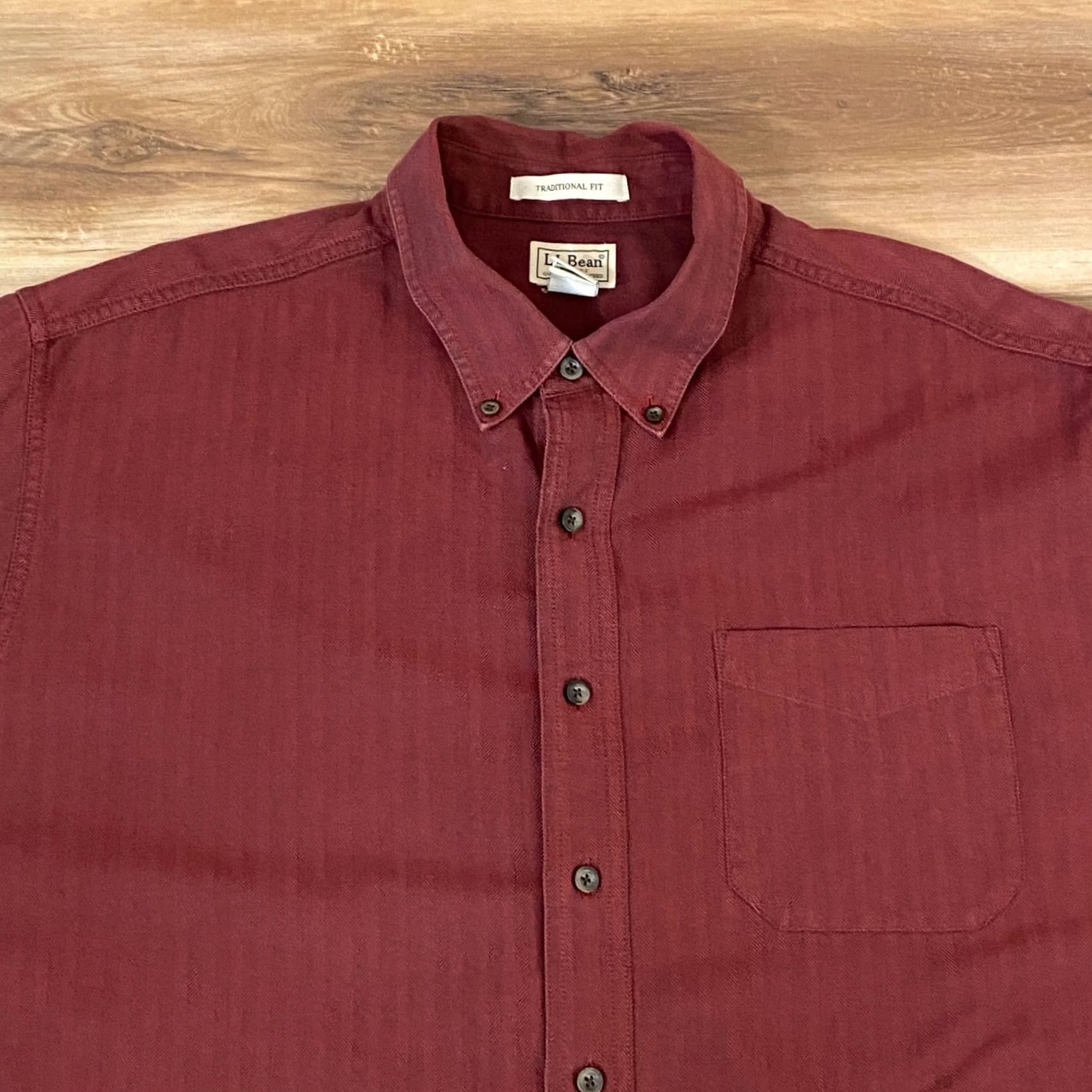 Vintage LL Bean Shirt Mens XXL Red Herringbone Kennebunk Button-Down Size US XXL / EU 58 / 5 - 2 Thumbnail