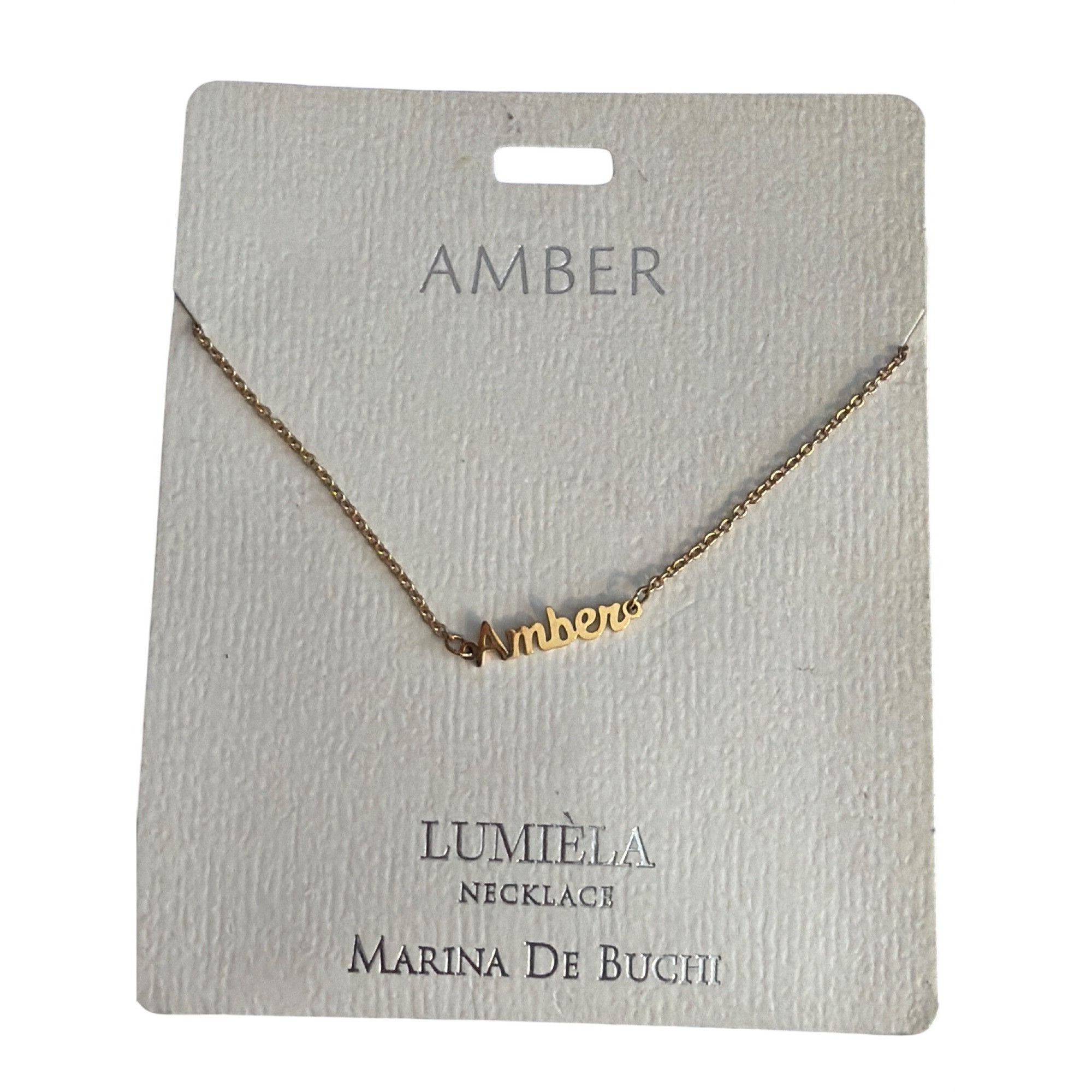 Other Amber Name Necklace Marina De Buchi Gold Finish Adjustable 1 Size ONE SIZE - 1 Thumbnail