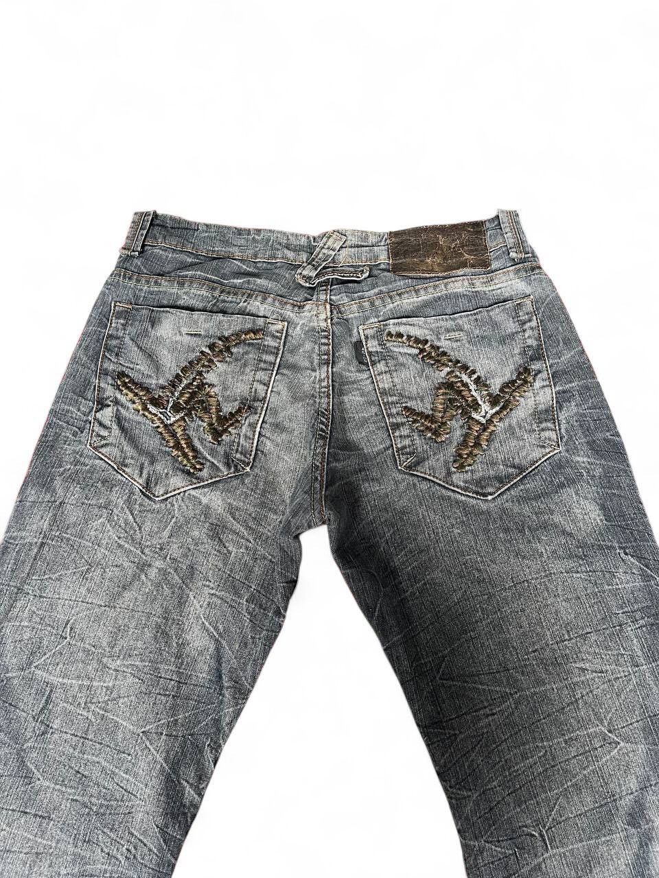 Japanese Brand Flared Aston Jeans distressed thrashed ripped thunder lgb Size US 29 - 6 Thumbnail