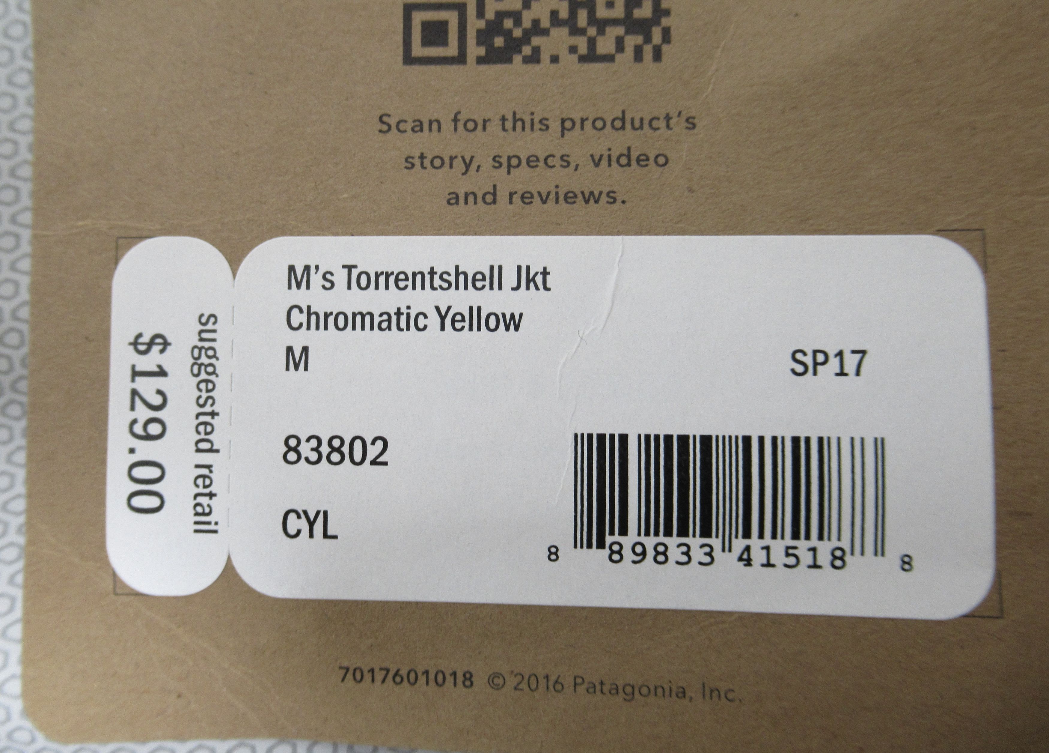Patagonia Torrentshell Jacket Chromatic Yellow CYL 83802SP17