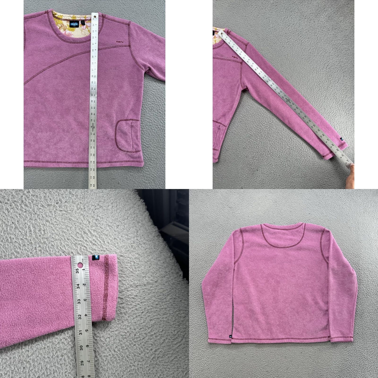KAVU Kavu Pink Pullover Sweatshirt Zip Pocket Women Large Pullover Sweatshirt Dolman Sleeve Crew Neck Fleece 100% Polyester Casual Travel Logo Womens Size L / US 10 / IT 46 - 8 Thumbnail