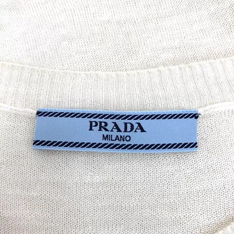 Prada Prada White logo letter round-neck knitted short sleeves Size S / US 4 / IT 40 - 5 Thumbnail