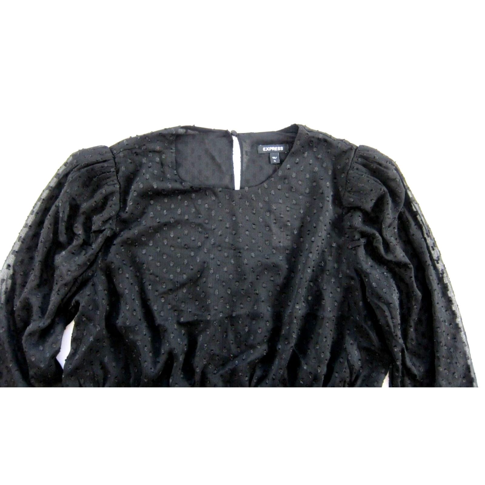 Express NWT EXPRESS Black Sheer Long Sleeve Stretch Waist Puff Shoulder Blouse XL Size XL / US 12-14 / IT 48-50 - 4 Thumbnail