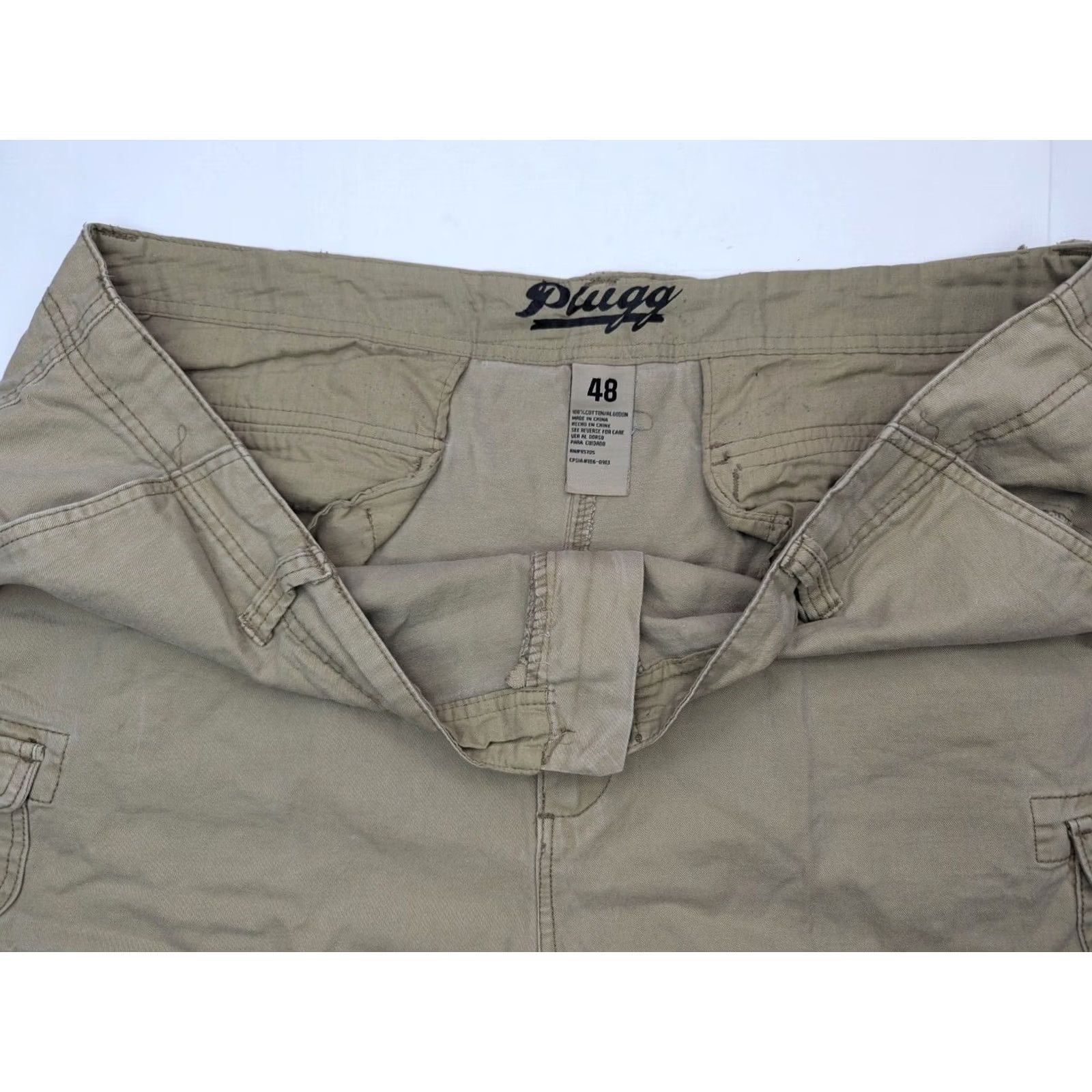 Vintage PLUGG Cargo Shorts Men 48 Beige Cotton Multi-Pocket Inseam 12 in Utility Hiking Pocketed Shorts Regular Mens Size US 32 / EU 48 - 6 Thumbnail