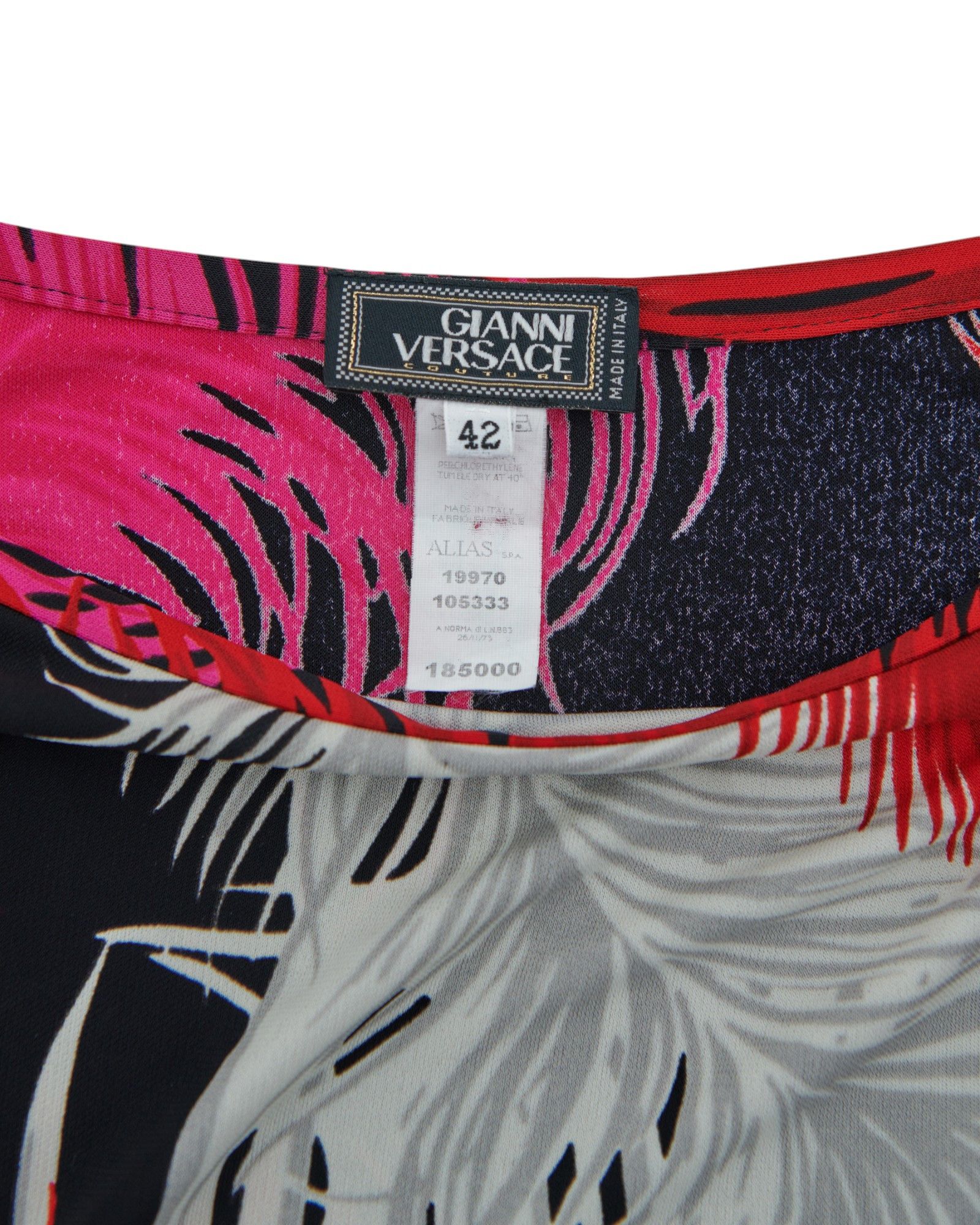Versace Couture F/W 2001 Feather print jersey draped skirt Size 28" / US 6 / IT 42 - 7 Thumbnail