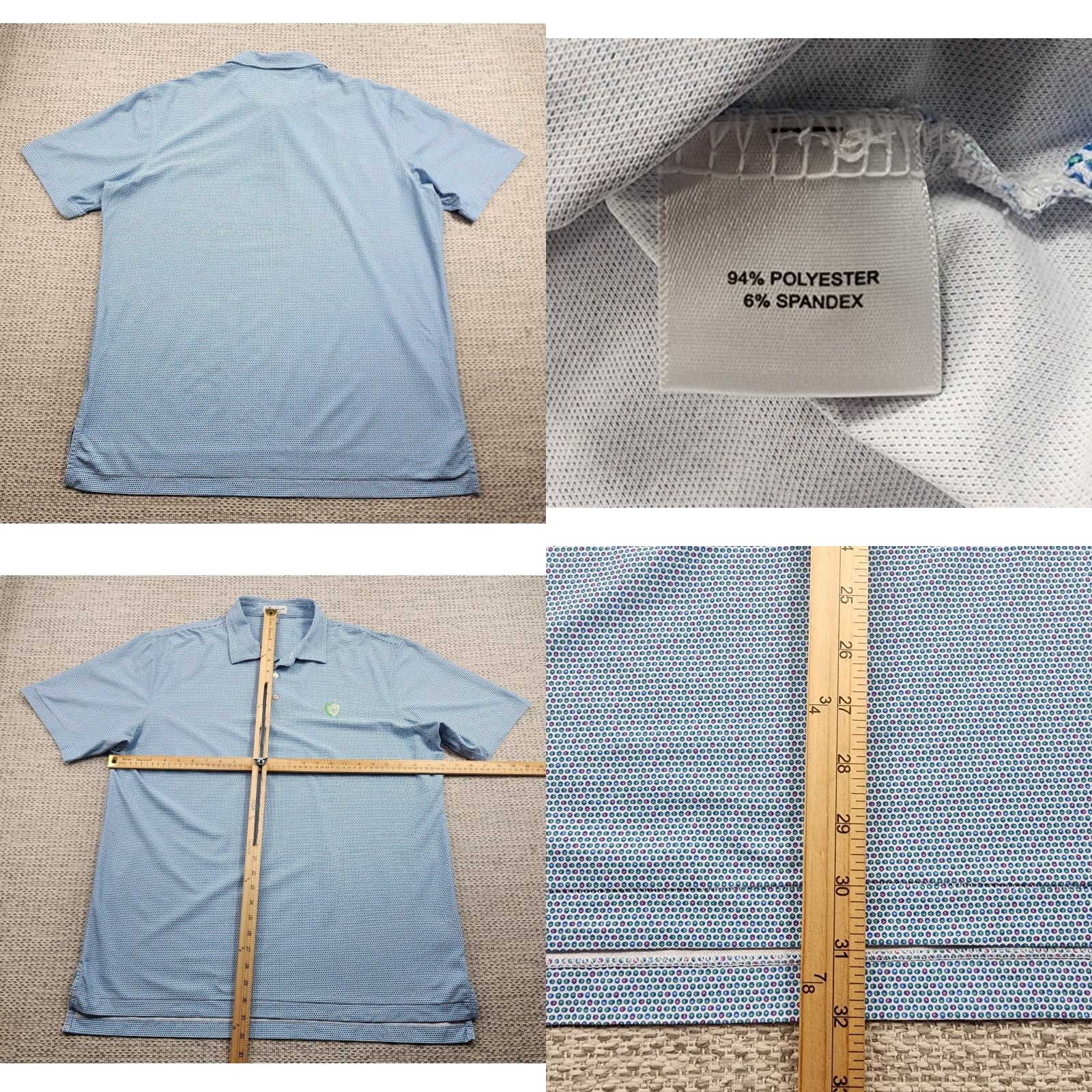 Peter Millar Peter Millar Polo Shirt Mens Large Summer Comfort Golf Logo Stretch Lightweight Blue Geometric 3-Button Classic Casual Sports Mens Size US L / EU 52-54 / 3 - 8 Thumbnail
