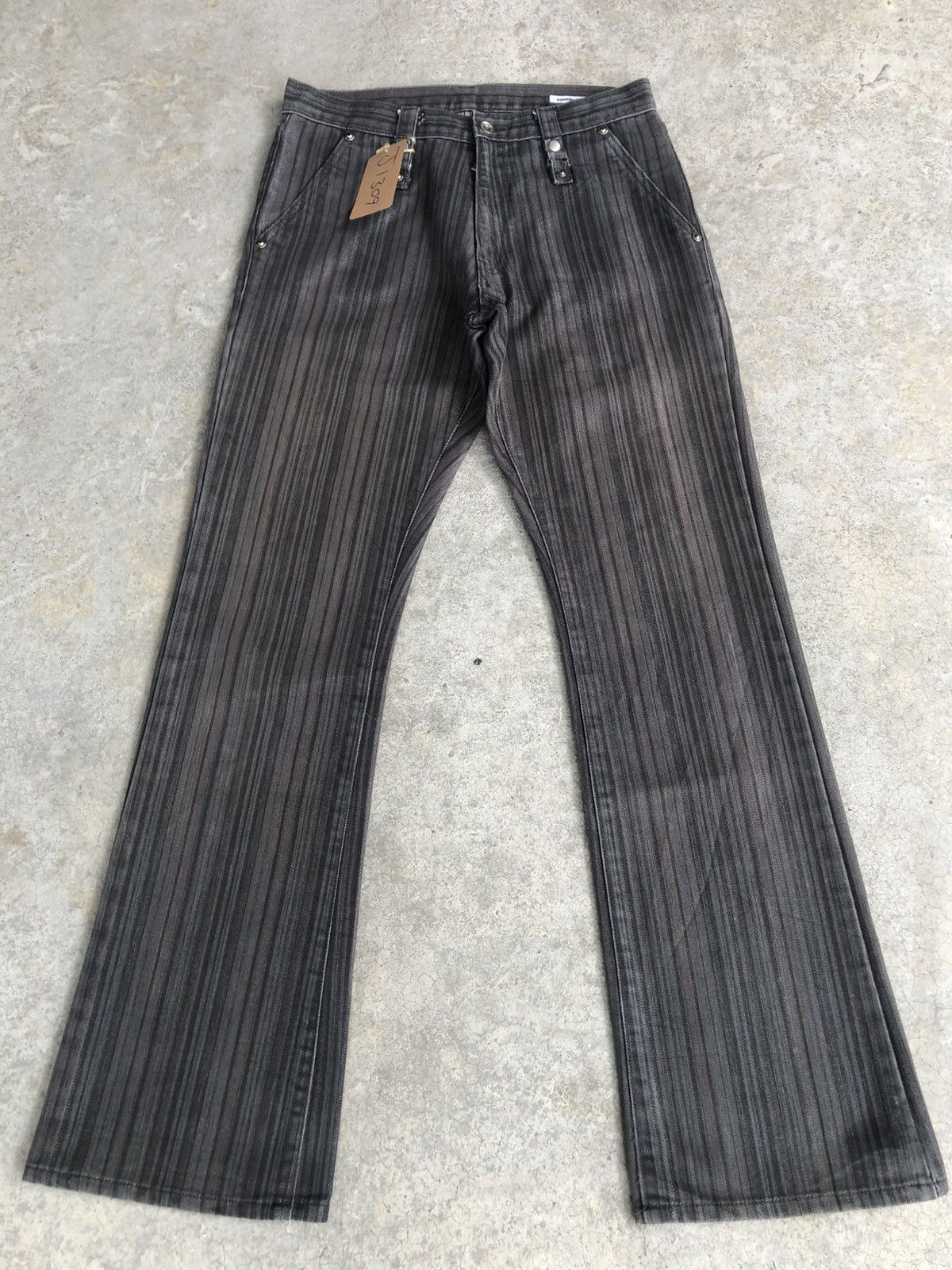 semanticdesign Japanese Semantic Design Flared Distressed Hickory Stripe Size US 29 - 1 Thumbnail