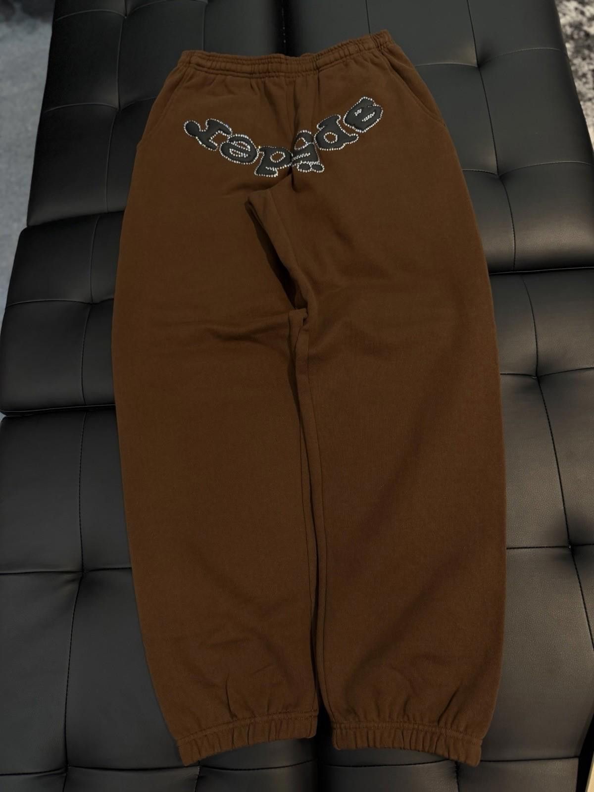 Sp5der Size S - Sp5der Worldwide Brown Crystal Sweatpants Spider Size US 30 / EU 46 - 2 Thumbnail