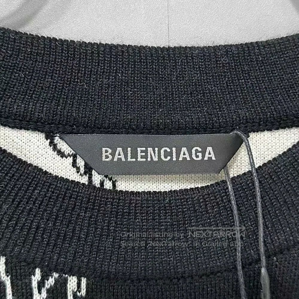 Balenciaga balenciaga black knit sweater with logo print. Size US XS / EU 42 / 0 - 3 Thumbnail
