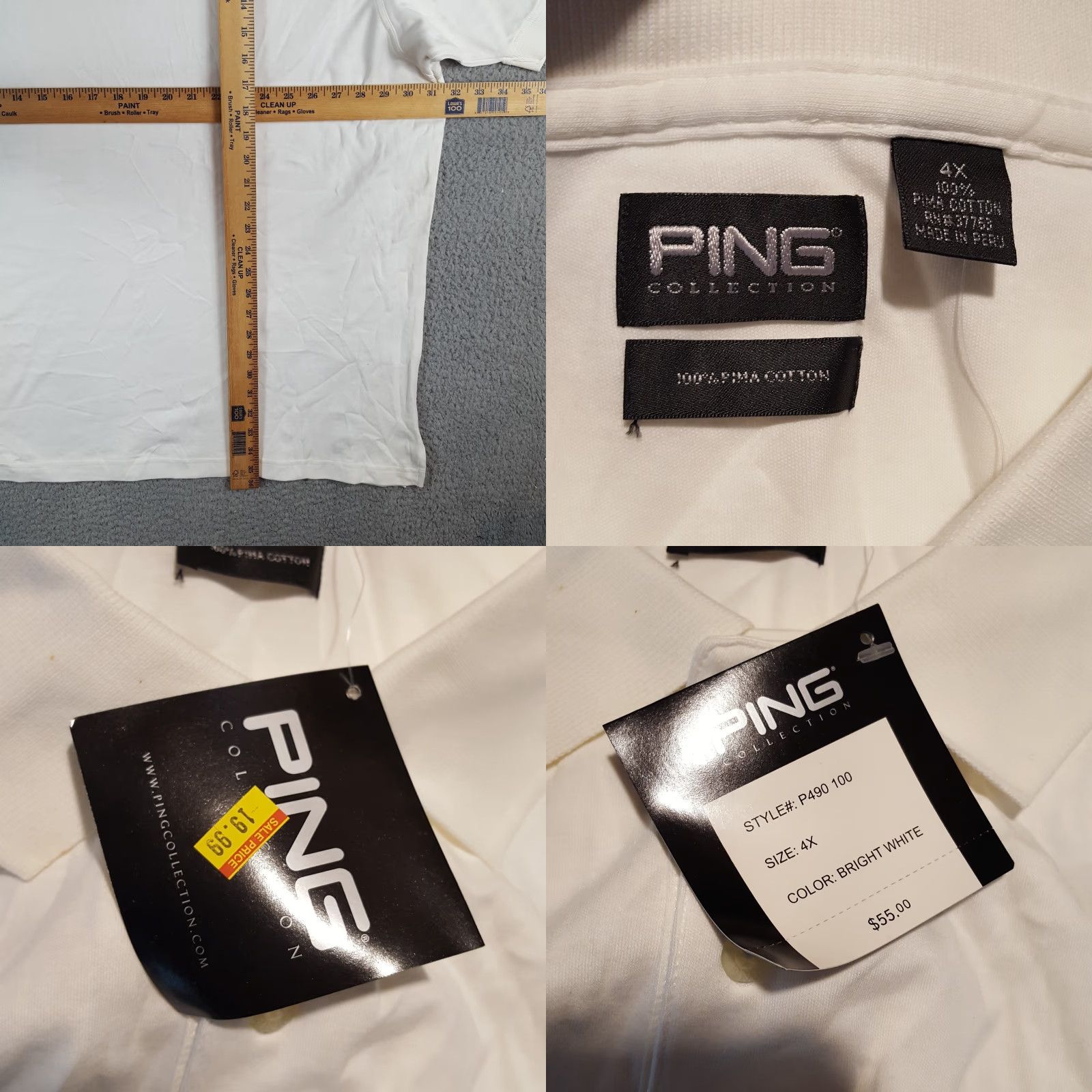 Vintage VINTAGE Ping Golf Polo Shirt Big 4X White Pima Cotton Collar Polo Shirt Mens Polo Shirt Size US XXL / EU 58 / 5 - 8 Thumbnail