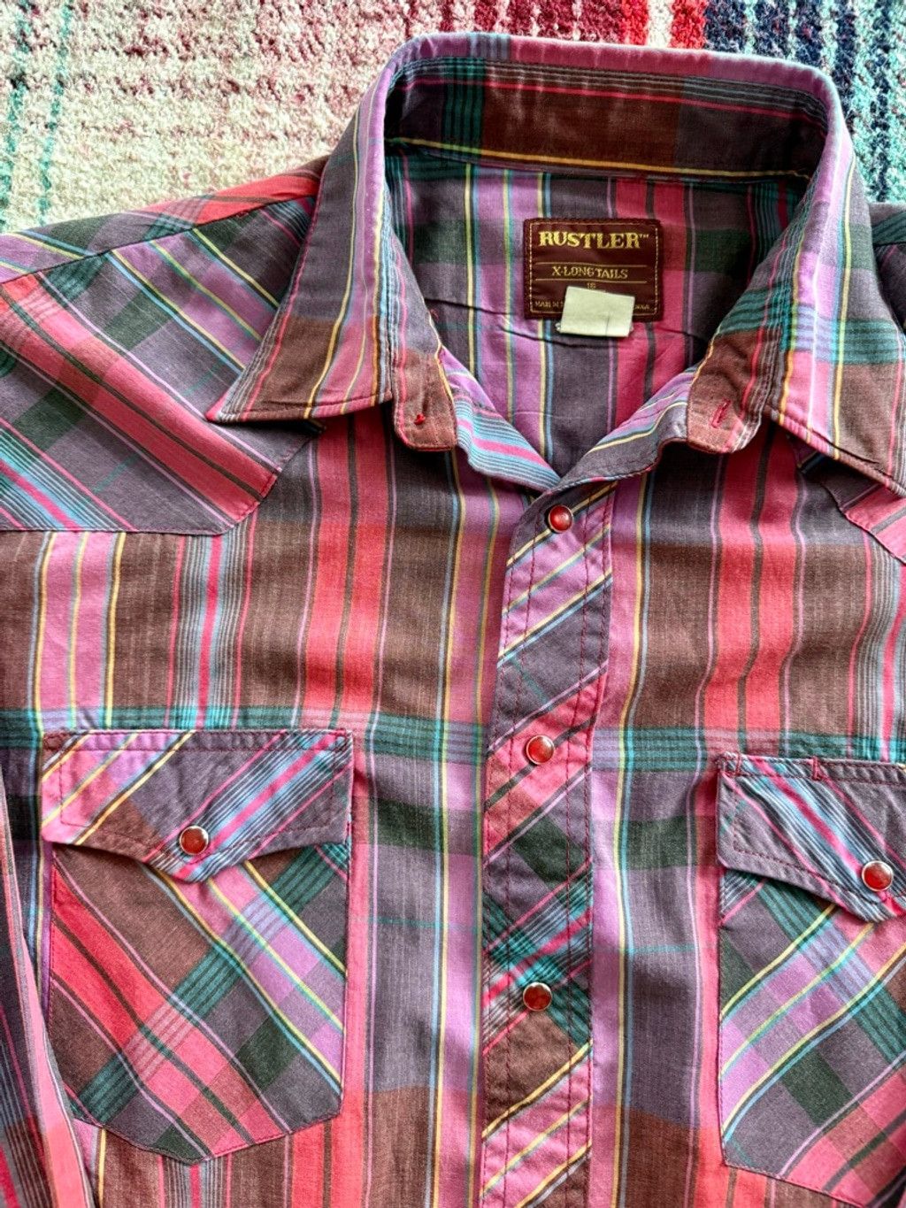 Rustler 60s Rustler Magenta Plaid Pearl Snap Western Shirt Medium Size US M / EU 48-50 / 2 - 3 Thumbnail