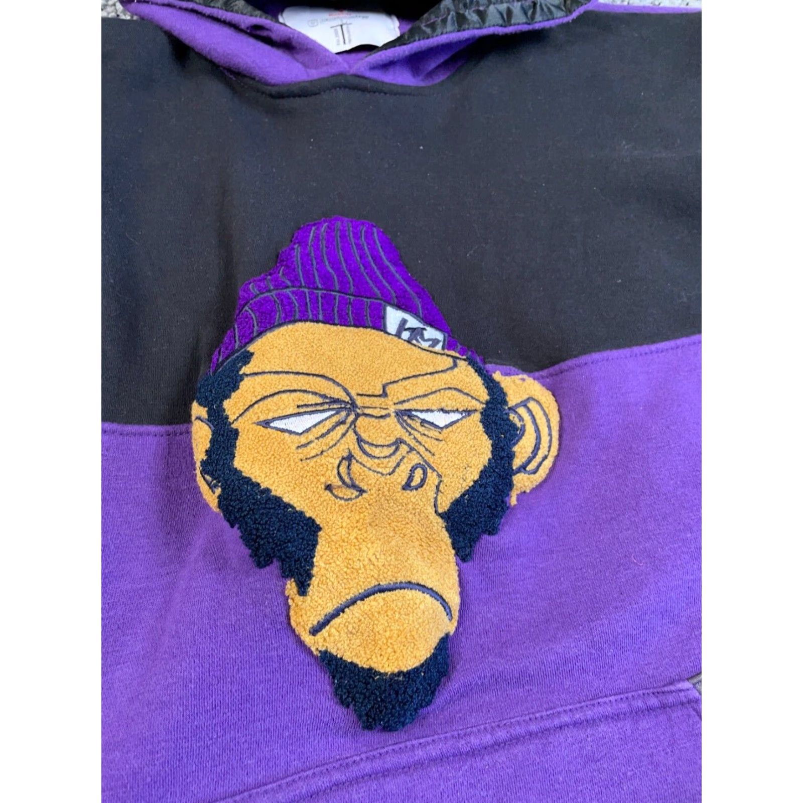Vintage Kash Monkey Embroidered Hoodie Adult Large Purple Black Sweatshirt Streetwear Size US L / EU 52-54 / 3 - 5 Thumbnail
