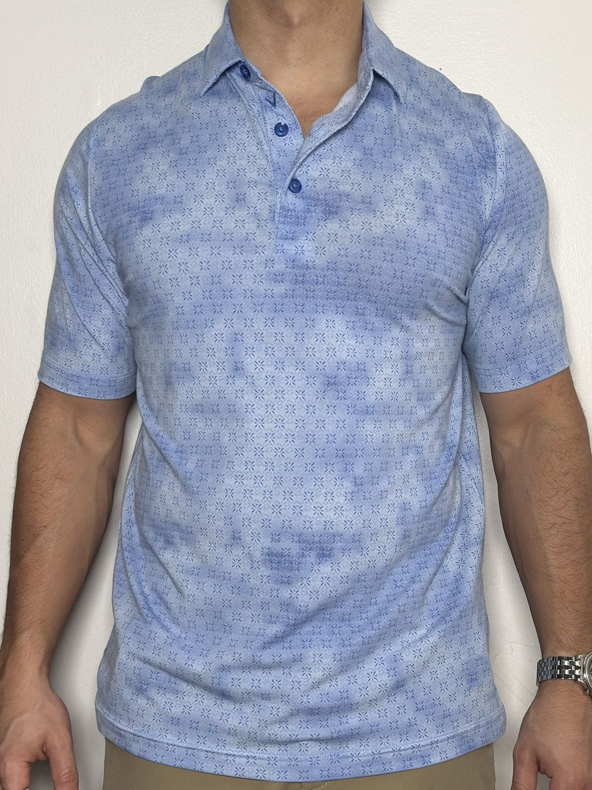 Callaway Golf Kenneth Cole Golf patterned polo in a blue and teal colorway Size US S / EU 44-46 / 1 - 3 Thumbnail