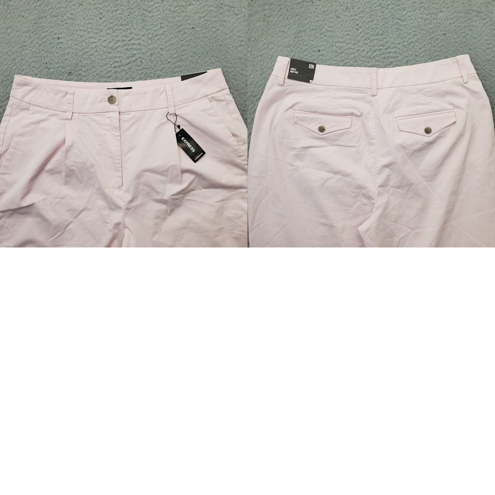 Express Express Ankle Pants Womens 12R Pink Pleated Stretch High Rise Straight Leg - Comfort & Style Size 34" / US 12 / IT 48 - 9 Thumbnail