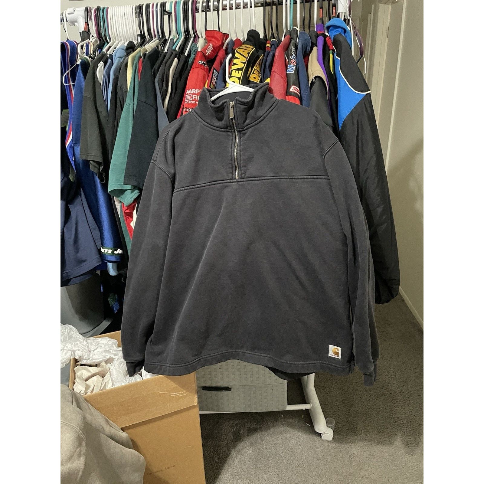 Carhartt Size XL-VTG Carhartt Men’s Quarter Zip Black Neck Pullover Size US XL / EU 56 / 4 - 1 Thumbnail