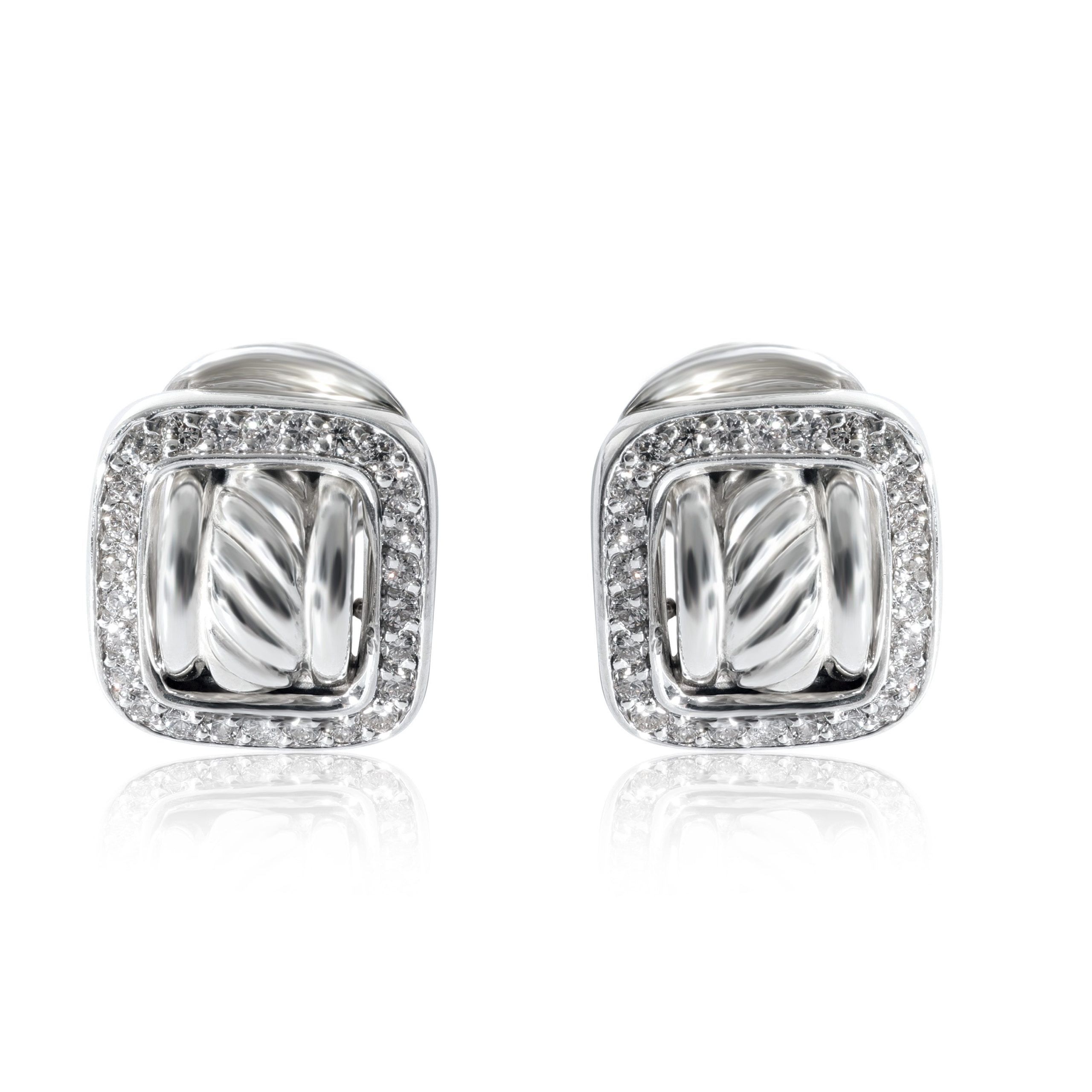David Yurman David Yurman Cable Collection Earrings in Sterling Silver 1.5 CTW Size ONE SIZE - 1 Thumbnail