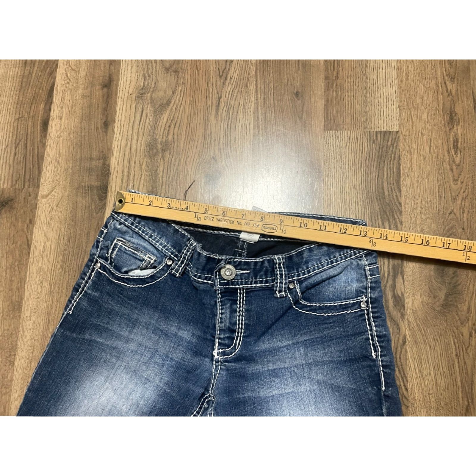 Vintage Maurices Jeans Woman's Size Small Blue Denim Skinny Pockets Regular Inseam 29.5in Size 28" / US 6 / IT 42 - 4 Thumbnail