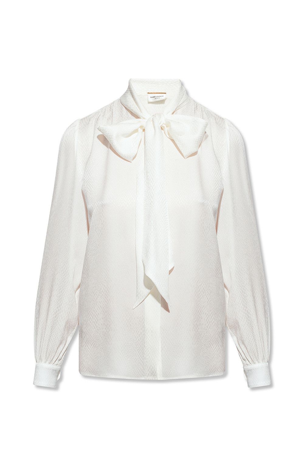 Saint Laurent Paris o1s1wg110924 Lavallière-Neck Blouse Matte Shiny Print SilK Size M / US 6-8 / IT 42-44 - 1 Thumbnail