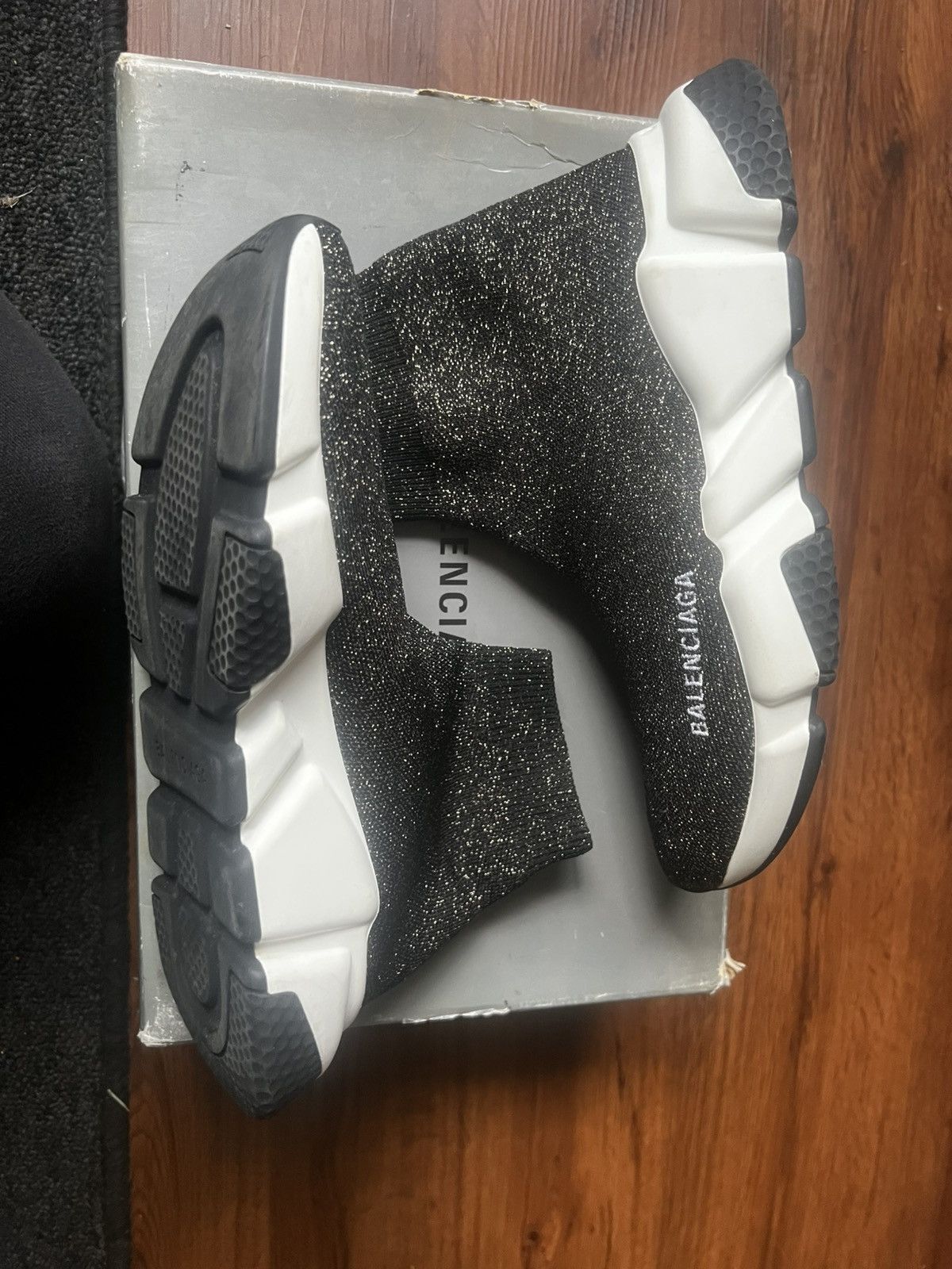 Balenciaga Balenciaga Speed Trainers Black gold glitter Size US 6 / IT 36 - 2 Thumbnail