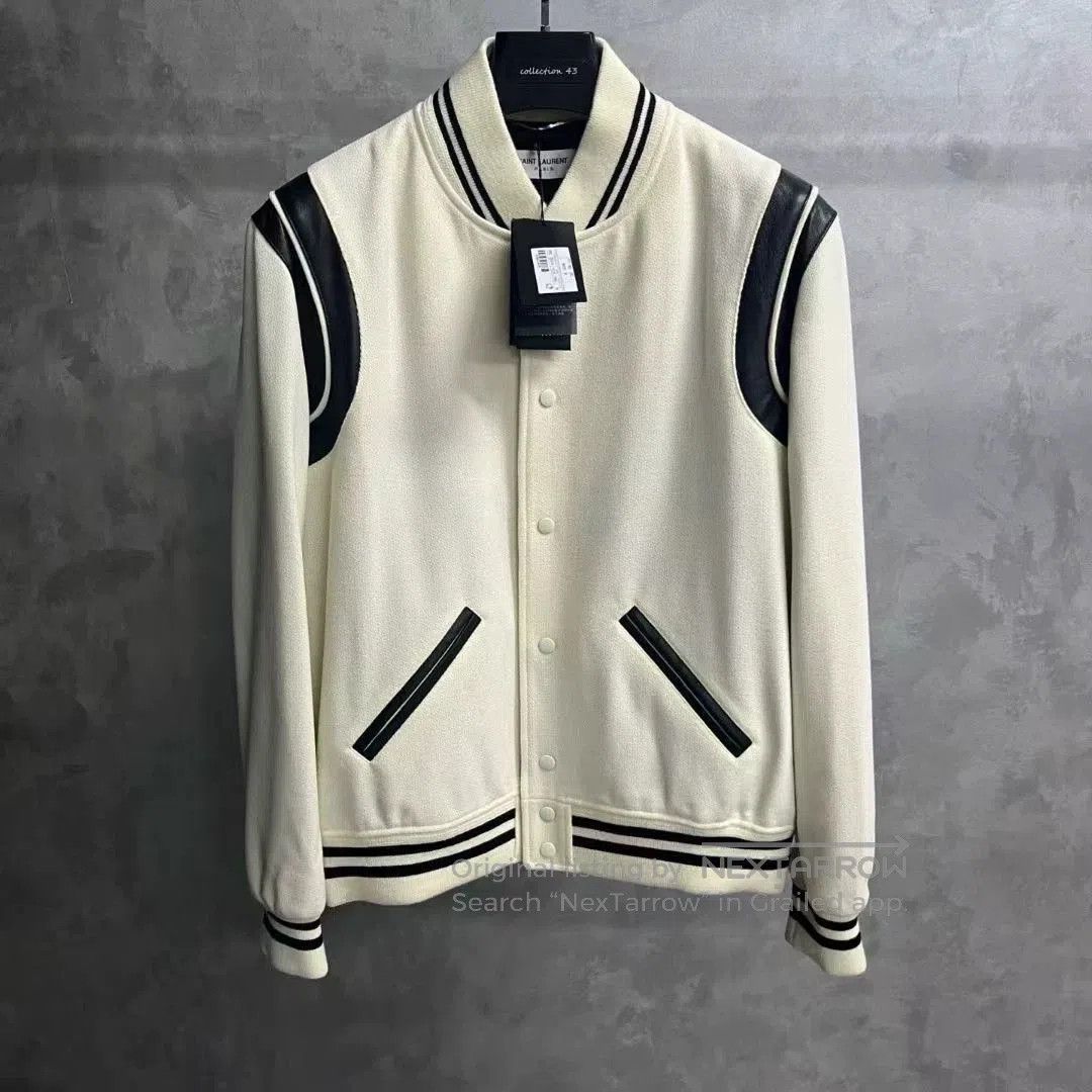 Saint Laurent Paris Saint Laurent White Striped Baseball Jacket. Size US M / EU 48-50 / 2 - 1 Thumbnail