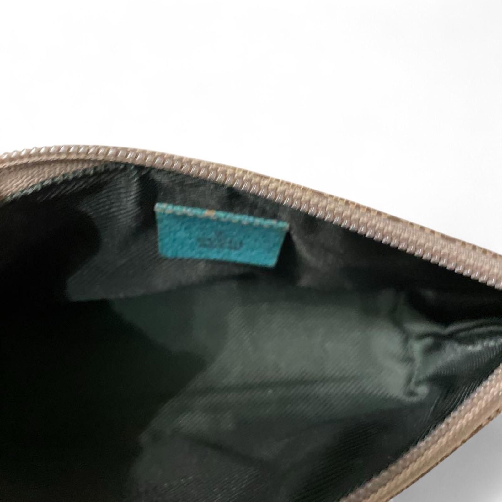 Gucci Gucci - Monogram Canvas Pouch with Turquoise Leather Trim Size ONE SIZE - 5 Thumbnail