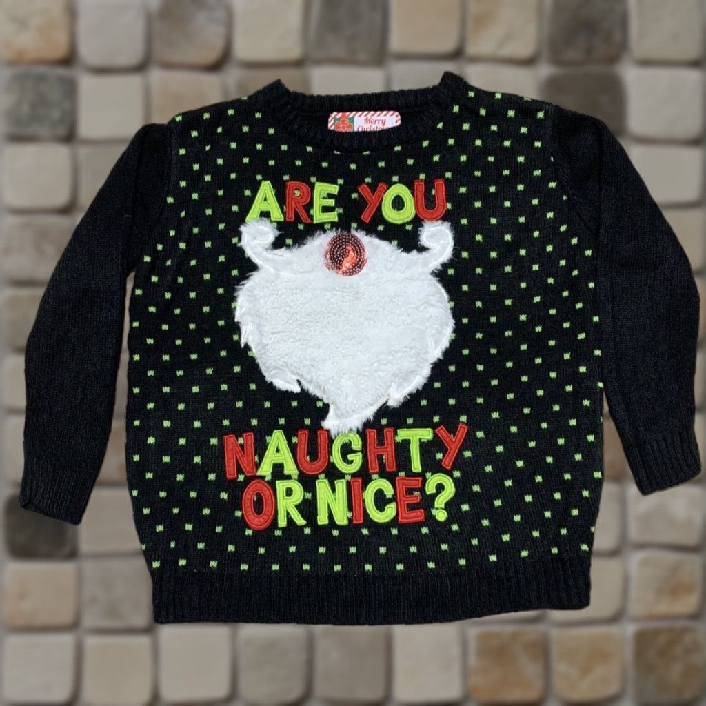 Vintage VINTAGE Are You Naughty or Nice Sequin Furry Women Size S Black Ugly Christmas Sweater Size S / US 4 / IT 40 - 1 Thumbnail
