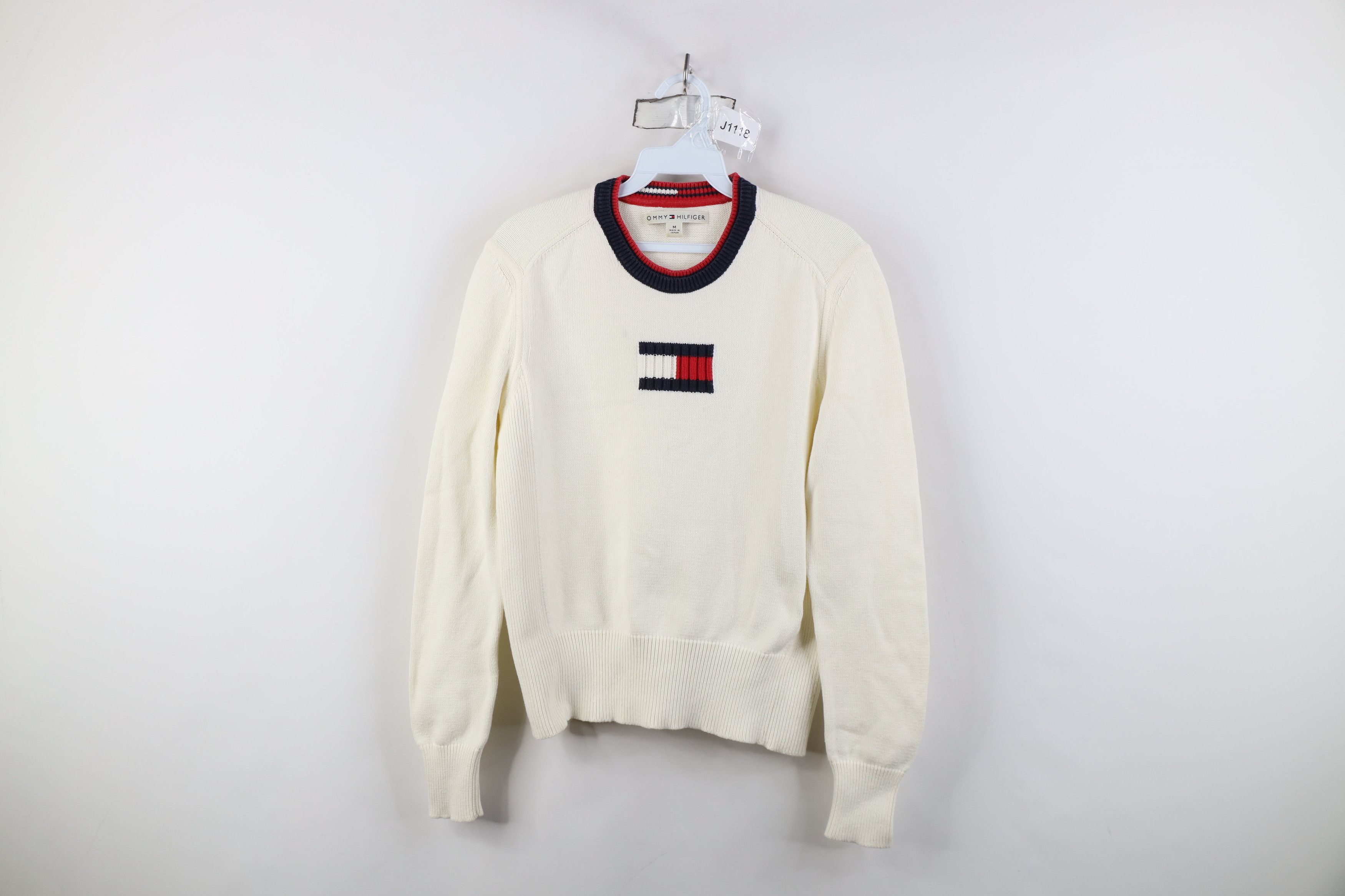 Tommy Hilfiger Vintage 90s Y2K Tommy Hilfiger Logo Knit Sweater Cream Size M / US 6-8 / IT 42-44 - 1 Thumbnail