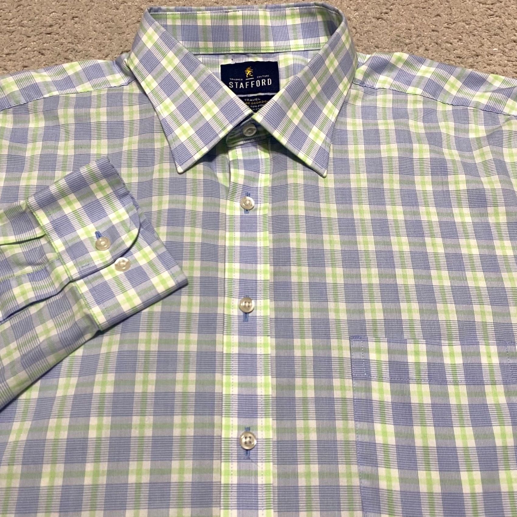 Stafford Stafford Mens Shirt Multicolor Plaid Long Sleeve Button-Front Easy Care sz 17.5 Size US XXL / EU 58 / 5 - 4 Thumbnail