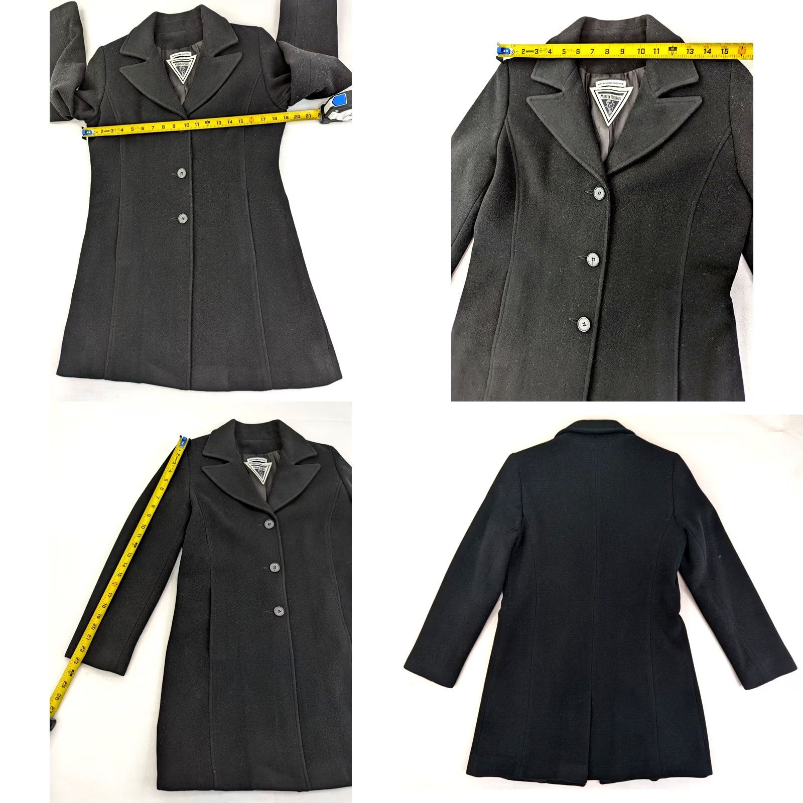 Vintage VINTAGE Marvin Richards Coat Pea Black Lined Wool Long Sleeve Button Down 38R Womens Size M / US 6-8 / IT 42-44 - 8 Thumbnail