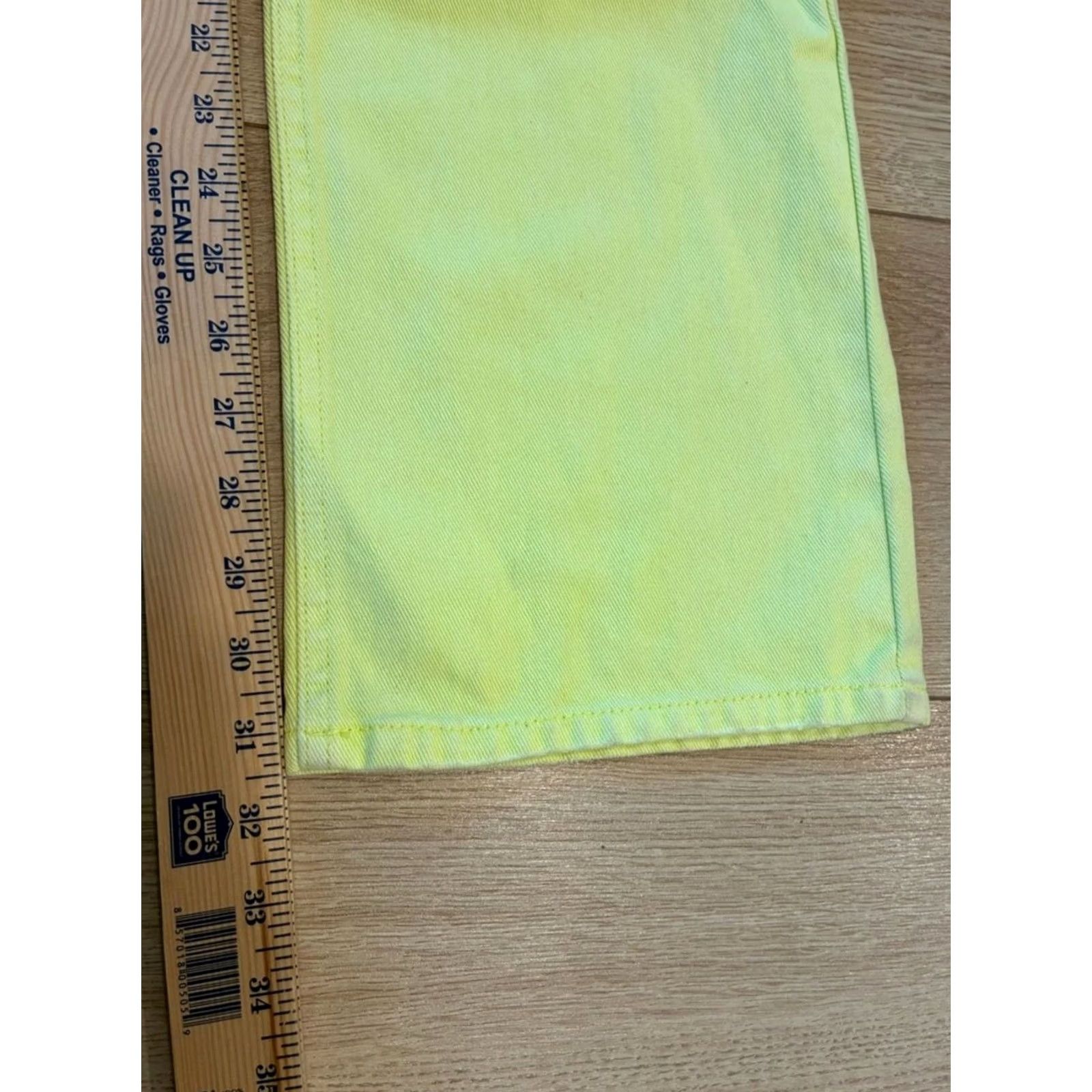 Vintage NWT AFRM Women’s Oden High Rise Wide Leg Distressed Jean Neon Yellow Size 29 Size 29" - 4 Thumbnail