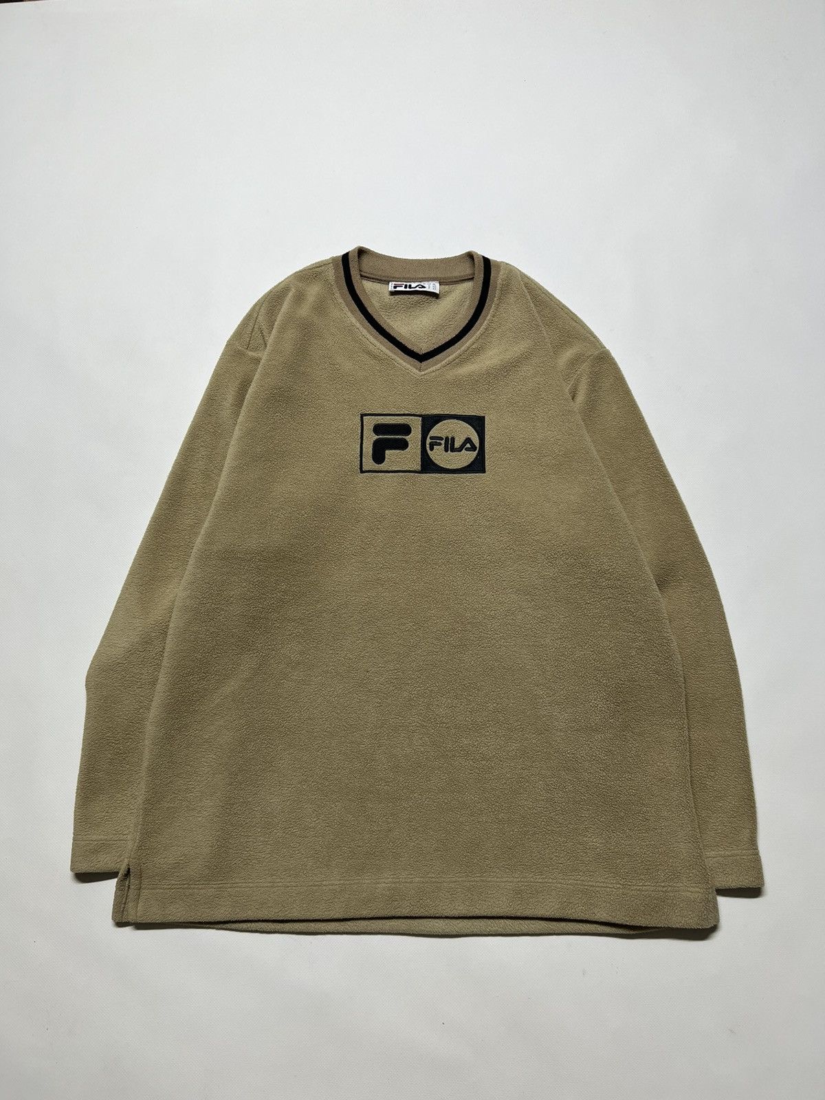 Fila × Vintage Vintage Y2k Fila Light Brown Spell Out Fleece Sweatshirt 90s Size US M / EU 48-50 / 2 - 1 Thumbnail