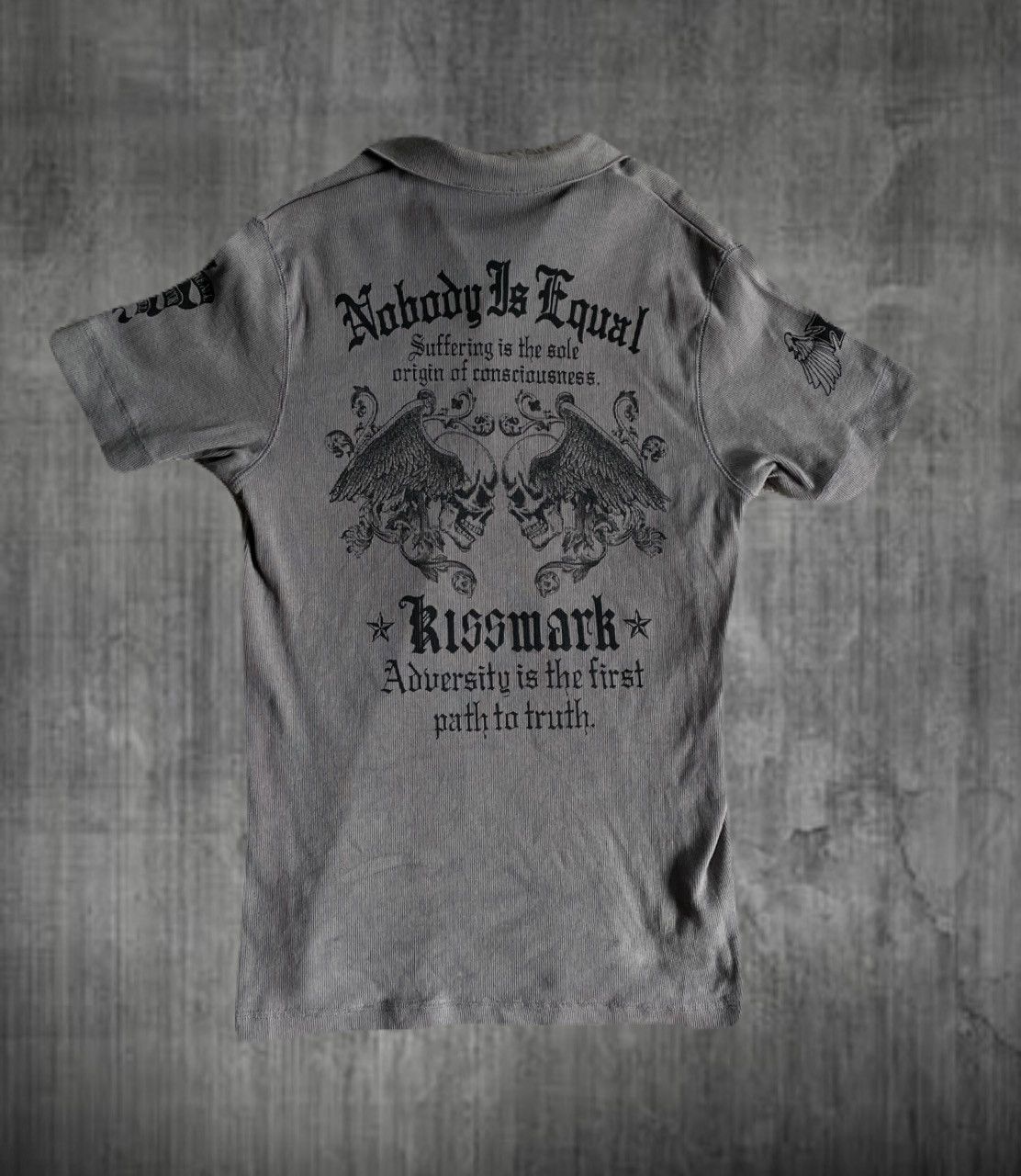 2000s Japanese archive Vkei Gothic Skull Poem Polo Shirts