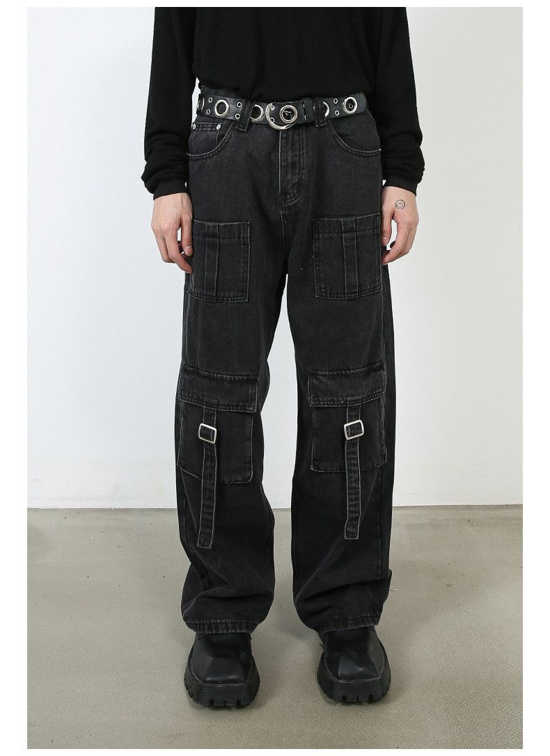 Japanese Brand × Jean Men's multi-pocket washed vintage wide-leg cargo jeans Size US 32 / EU 48 - 1 Thumbnail