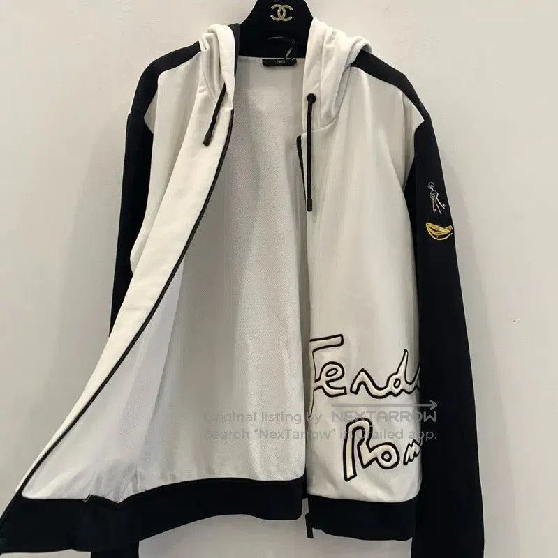 Fendi Fendi Men's White Cotton Zip Hoodie . Size US L / EU 52-54 / 3 - 3 Thumbnail