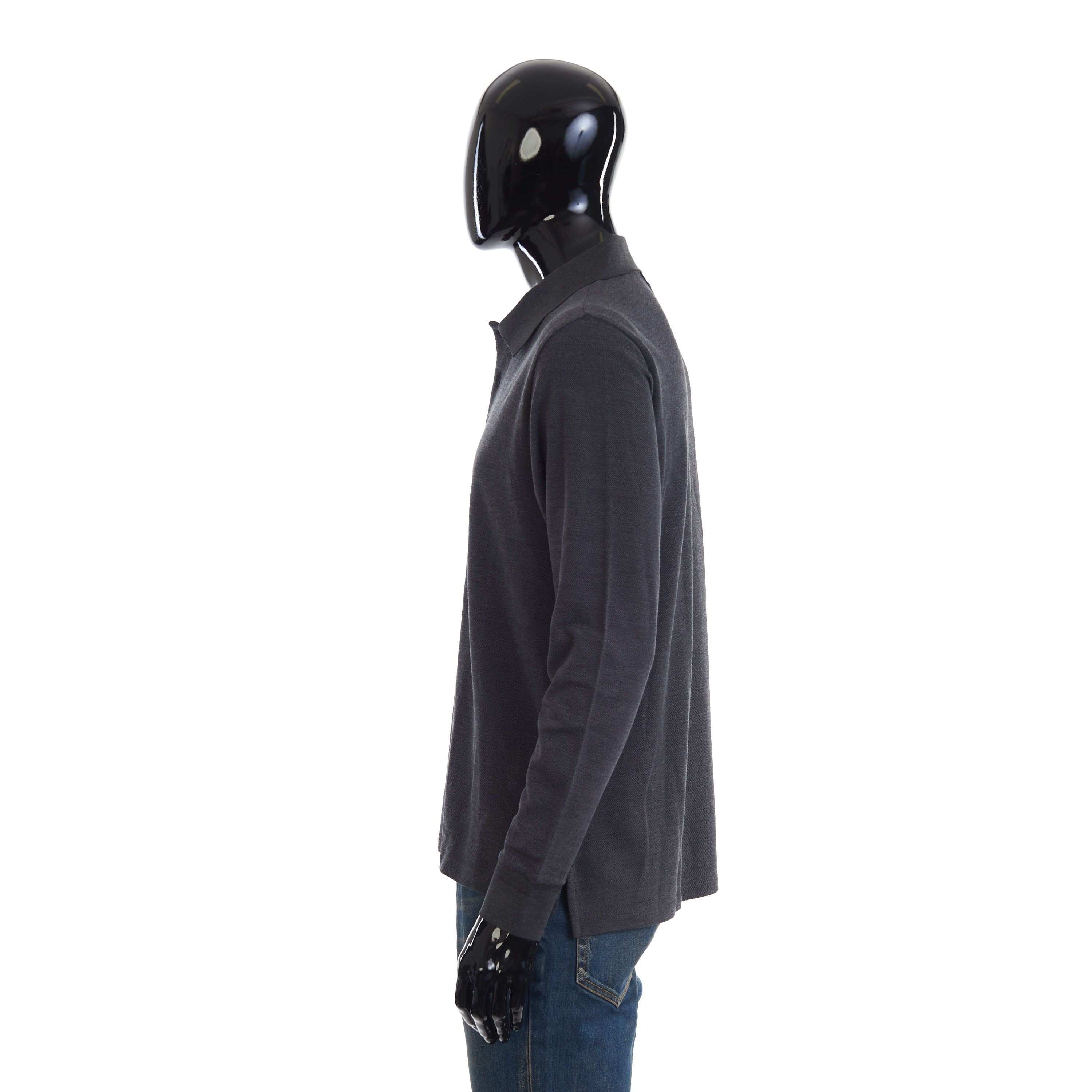 Berluti Longsleeve Polo With Leather Detail, Mulberry Silk & Wool Size US M / EU 48-50 / 2 - 4 Thumbnail