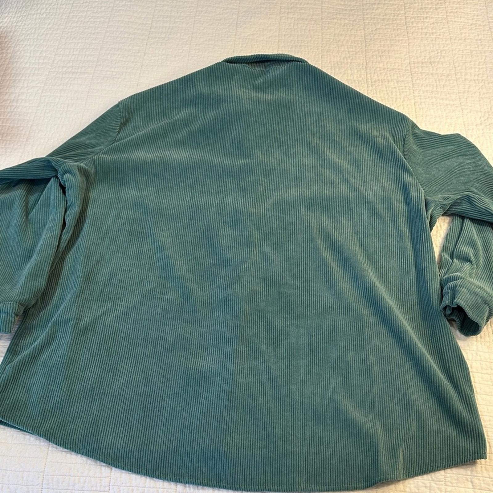 Other Audrey 3+1 M/L Oversized Corduroy Button Down Shirt Teal EUC Size L / US 10 / IT 46 - 6 Thumbnail