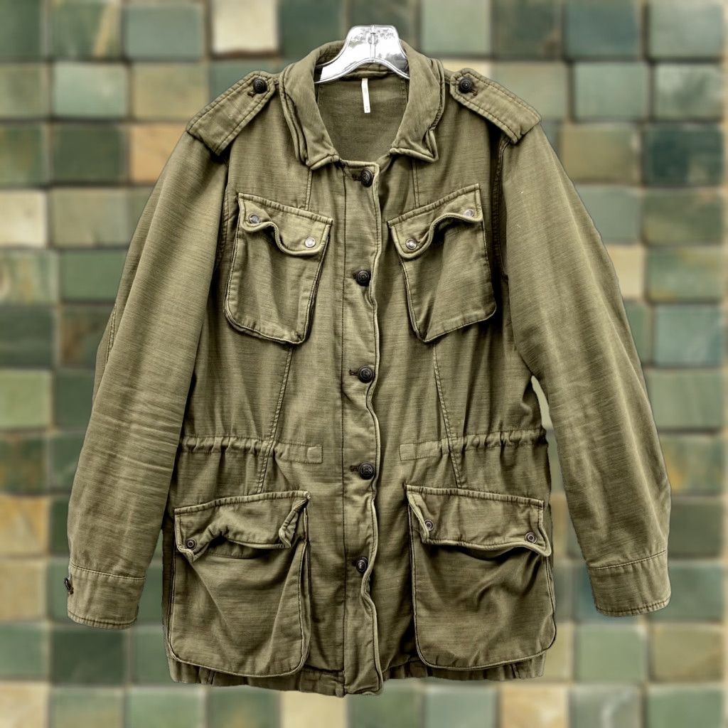 Free People Free People Jacket Women Med Olive Utility Field Chore Barn Military Safari Coat Womens Size M / US 6-8 / IT 42-44 - 1 Thumbnail