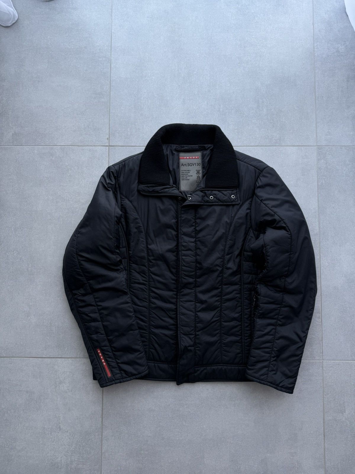 Pre-owned Prada Luxury  Red Tab Puffer Jacket Avantgarde Opium Y2k In Black