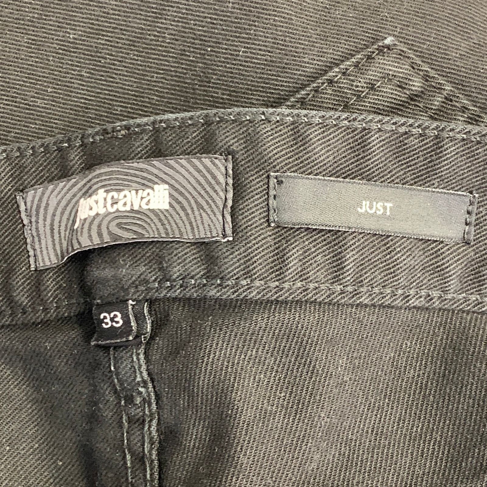 Just Cavalli Size 33 Black Silver Studded Cotton Denim Button Fly Jeans Size US 33 - 5 Thumbnail