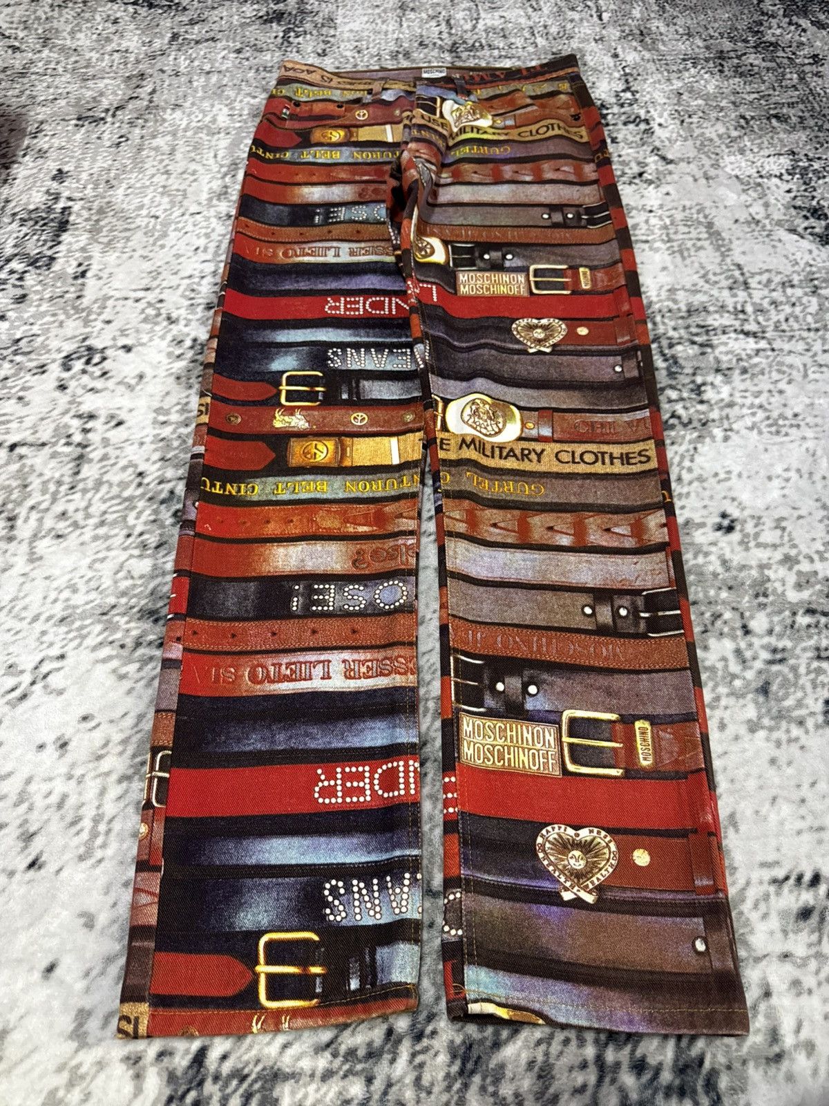 Moschino Archive 90s Moschino Trompe L’Oiel All Type Belt Denim Pants Size US 32 / EU 48 - 1 Thumbnail