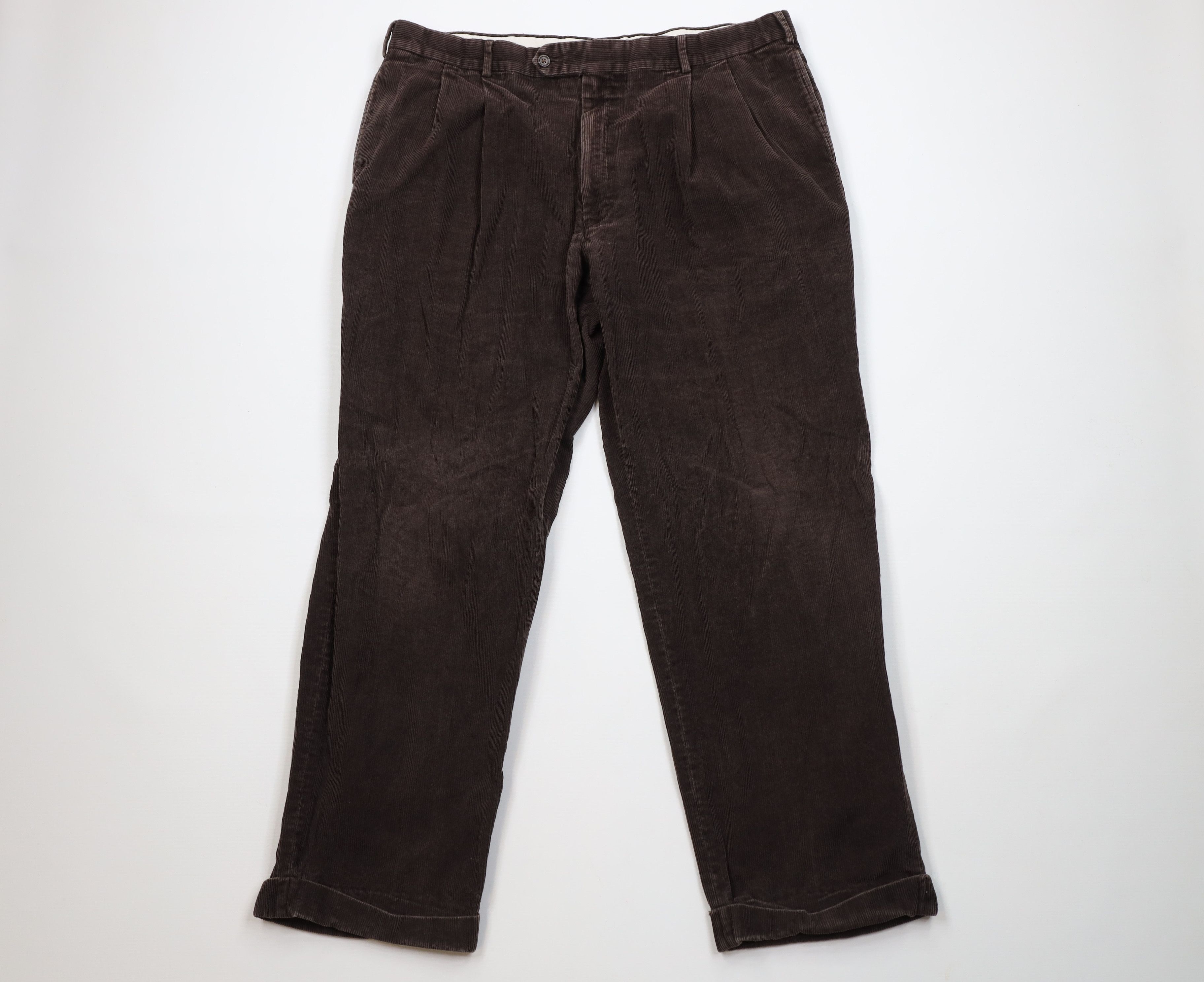 Jos. A. Bank Vintage Jos A Bank Wide Leg Corduroy Chino Pants Brown Size US 38 / EU 54 - 1 Thumbnail