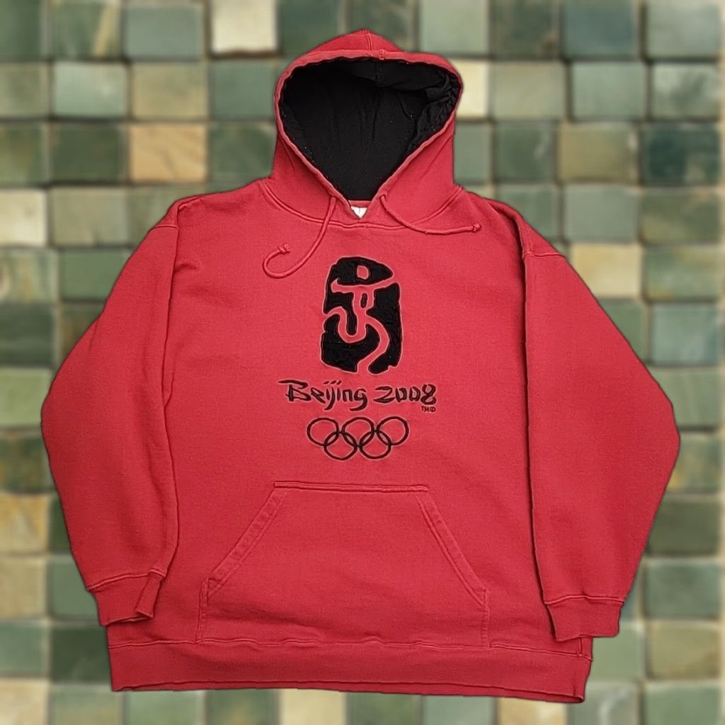Vintage VINTAGE Beijing 2008 Olympic Hoodie Sweatshirt Mens XL Red Embroidered Pullover Fleece Size US XL / EU 56 / 4 - 1 Thumbnail