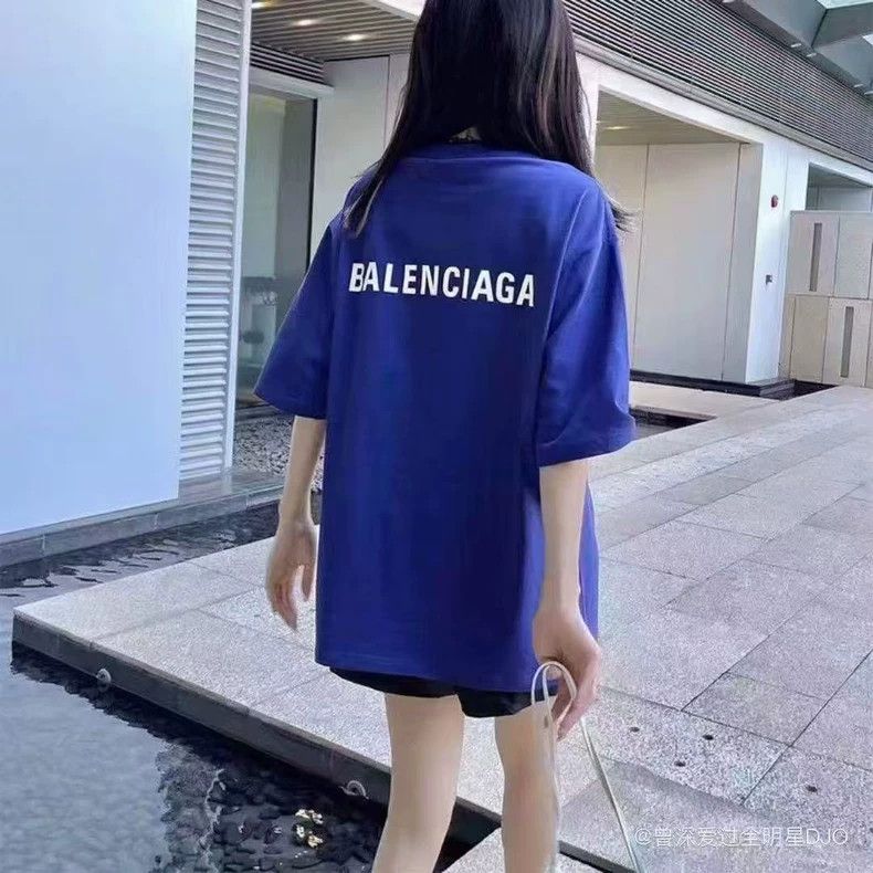 Balenciaga Balenciaga Blue Logo Short Sleeve Size US S / EU 44-46 / 1 - 8 Thumbnail