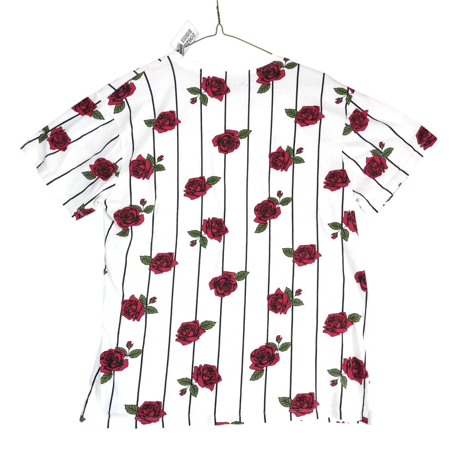 Knickerbocker Mfg Co Knickerbocker Striped Red Roses T-Shirt Women's L Short Slv Size L / US 10 / IT 46 - 2 Thumbnail