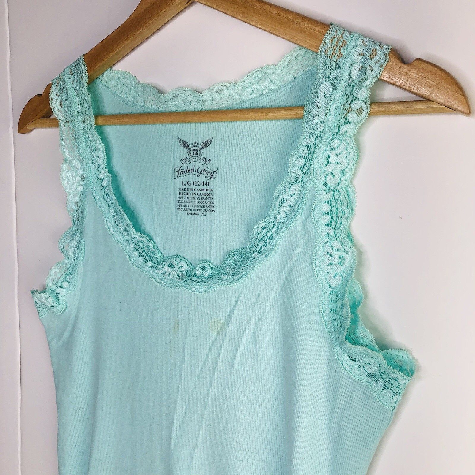 Faded Glory Faded Glory Y2K Teens Girl Tank Top L/G (12-14) Mint Lace Size L / US 10 / IT 46 - 2 Thumbnail