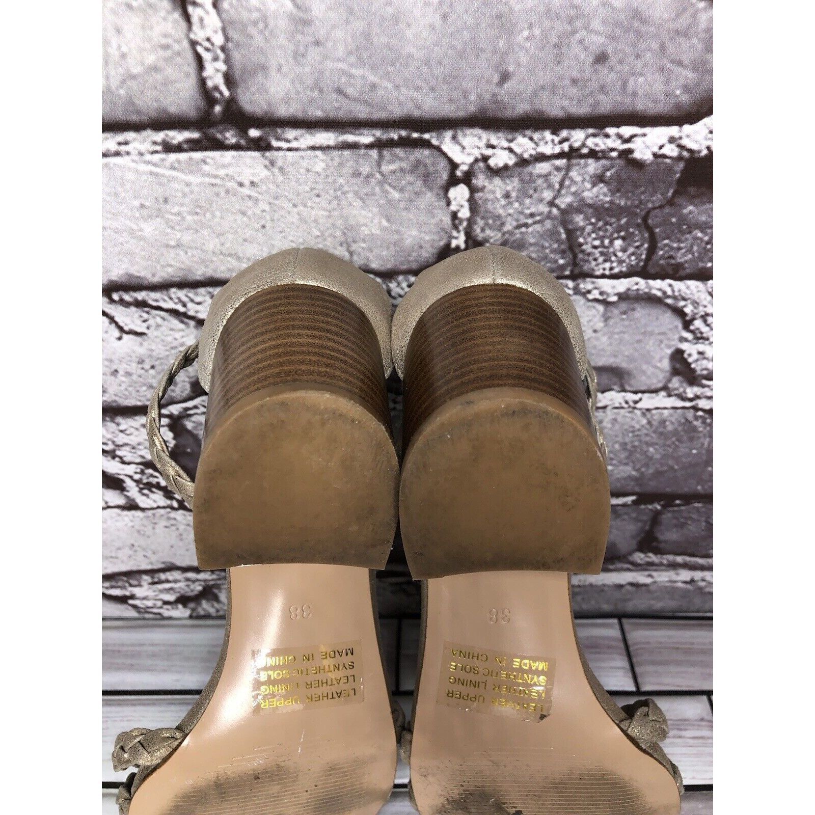 Other Silent D Raxiera Gold Braided Leather Block Heel Sandals Wom Size US 7.5 / IT 37.5 - 16 Thumbnail