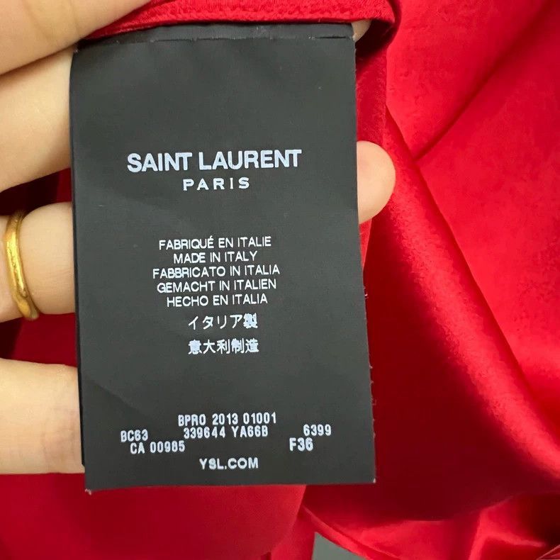 Saint Laurent Paris Saint Laurent Paris Saint Laurent Red Silk Long Sleeve Shi Size US S / EU 44-46 / 1 - 3 Thumbnail