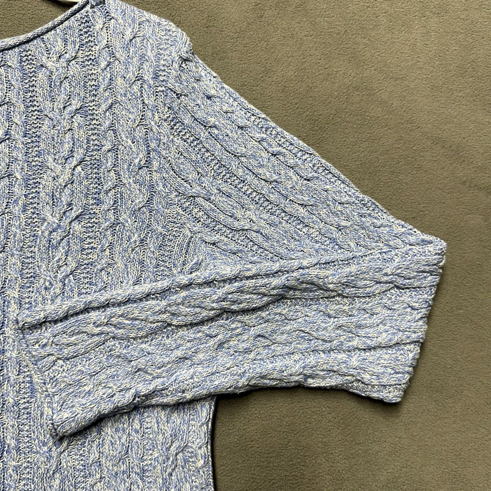 Ralph Lauren VINTAGE Ralph Lauren Sweater Womens Large Blue Cable Knit Roll Neck Cotton LRL Size L / US 10 / IT 46 - 6 Thumbnail