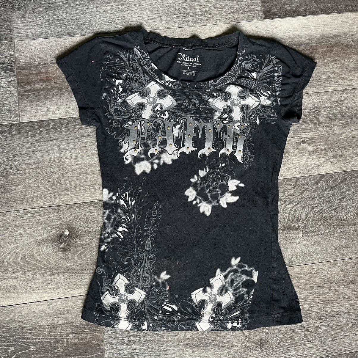 Affliction × Vintage Vintage 2000s Ritual Affliction Style Studded Faith Logo Tee Size M / US 6-8 / IT 42-44 - 1 Thumbnail