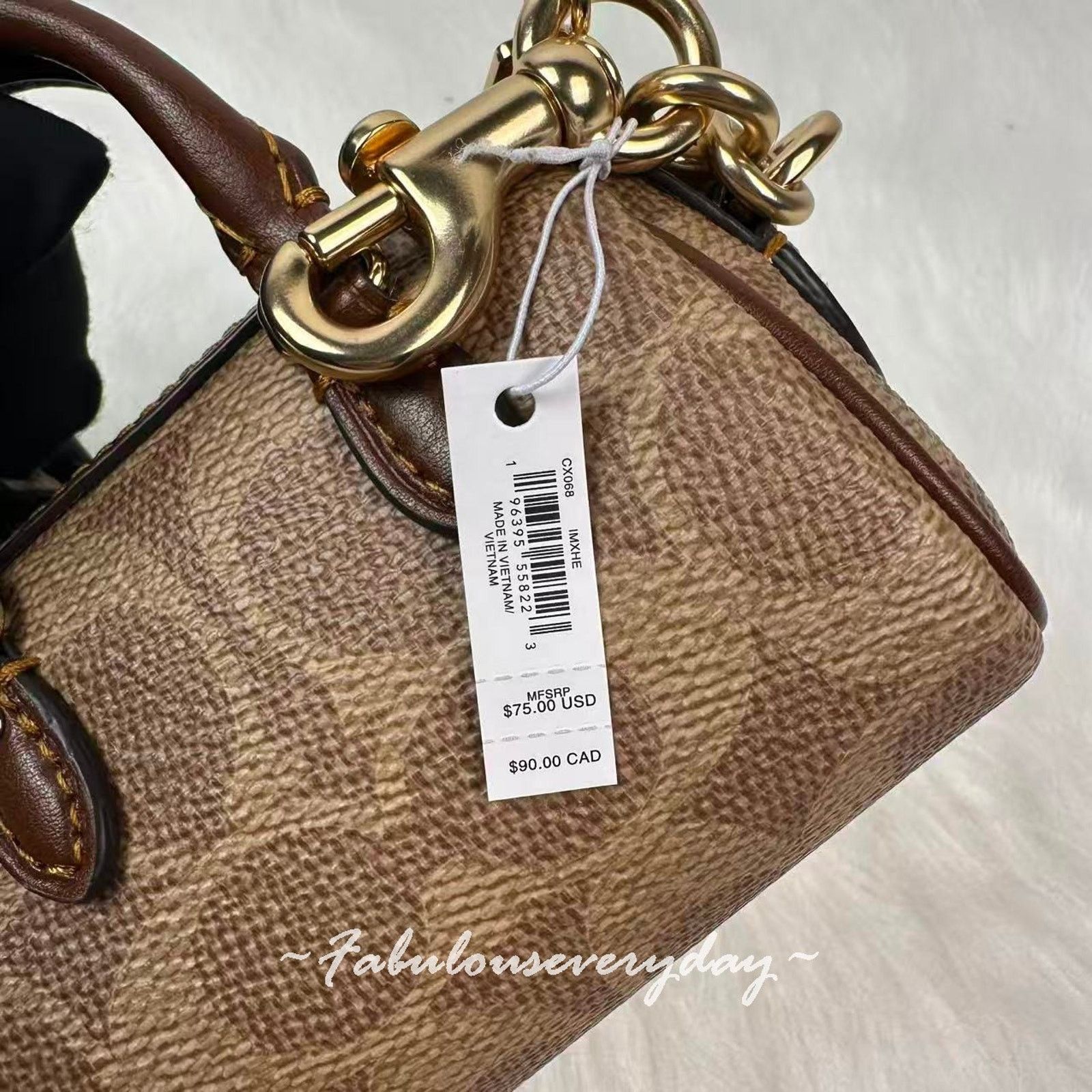 Coach Coach Mini Rowan Bag Charm Signature Canvas Silver/Brown/Tan Size ONE SIZE - 4 Thumbnail